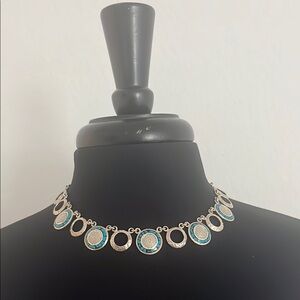 Silver and Blue Circle Necklace